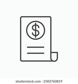 Invoice vector icon isolated in black line
