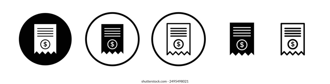 Icono de Vector de Factura en color blanco y negro.