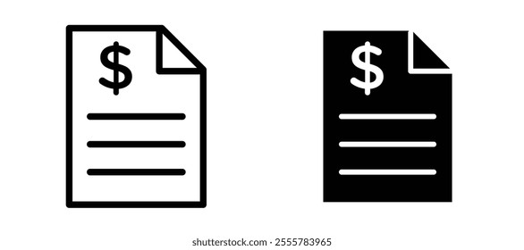 Invoice vector icon set in black color.