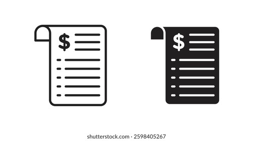 Invoice vector icon set in black color.
