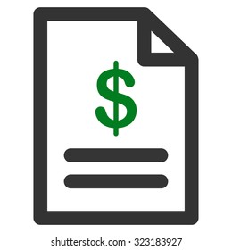 Invoice vector icon. Style is bicolor flat symbol, green and gray colors, rounded angles, white background.