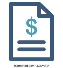 Invoice vector icon. Style is bicolor flat symbol, cyan and blue colors, rounded angles, white background.