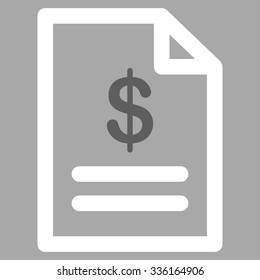 Invoice vector icon. Style is bicolor flat symbol, dark gray and white colors, rounded angles, silver background.