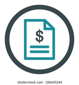 Invoice vector icon. Style is bicolor flat rounded symbol, soft blue colors, rounded angles, white background.