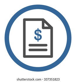 Invoice vector icon. Style is bicolor flat rounded symbol, cobalt and gray colors, rounded angles, white background.