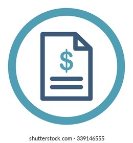 Invoice vector icon. Style is bicolor flat rounded symbol, cyan and blue colors, rounded angles, white background.