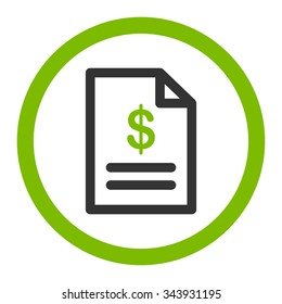 Invoice vector icon. Style is bicolor flat rounded symbol, eco green and gray colors, rounded angles, white background.