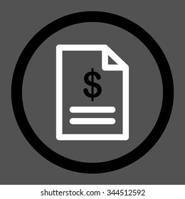 Invoice vector icon. Style is bicolor flat rounded symbol, black and white colors, rounded angles, gray background.