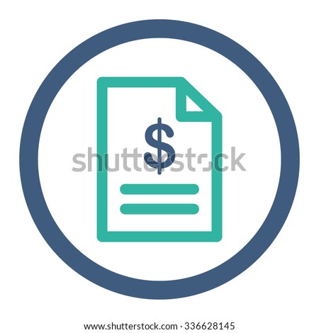 Invoice vector icon. Style is bicolor flat rounded symbol, cobalt and cyan colors, rounded angles, white background.