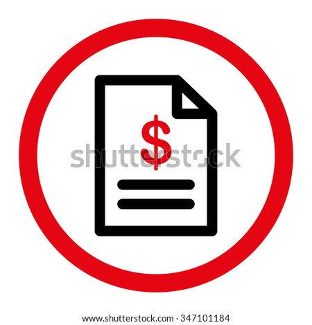 Invoice vector icon. Style is bicolor flat rounded symbol, intensive red and black colors, rounded angles, white background.