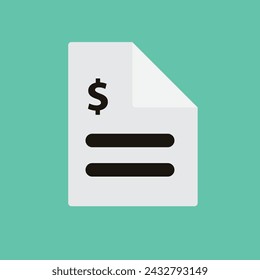 Invoice vector icon. Style is flat rounded square button