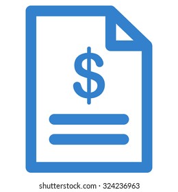 Invoice vector icon. Style is flat symbol, cobalt color, rounded angles, white background.