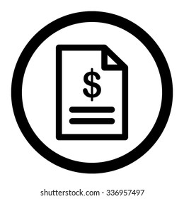 Invoice vector icon. Style is flat rounded symbol, black color, rounded angles, white background.