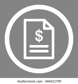 Invoice vector icon. Style is flat rounded symbol, white color, rounded angles, gray background.