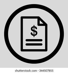 Invoice vector icon. Style is flat rounded symbol, black color, rounded angles, light gray background.