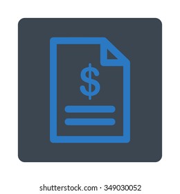 Invoice vector icon. Style is flat rounded square button, smooth blue colors, white background.