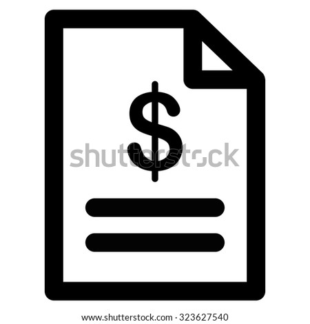 Invoice vector icon. Style is flat symbol, black color, rounded angles, white background.