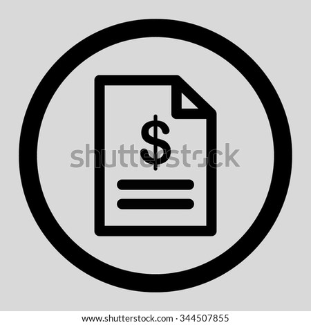 Invoice vector icon. Style is flat rounded symbol, black color, rounded angles, light gray background.