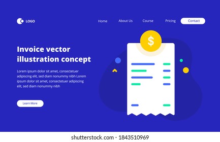 Invoice vector illustration concept flat style. landing page template for website