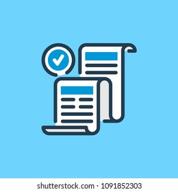 Invoice vector illustration on blue background.