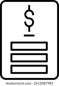 Invoice Vector Line Icon Design
