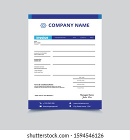 Invoice Vector Template in Blue & Sky Color Theme