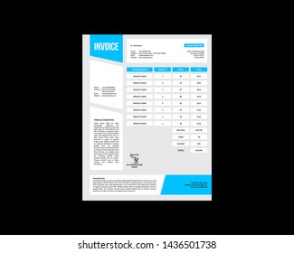 Invoice vector template design in blue theme