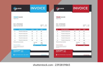 invoice vector template design. modern invoice template design.