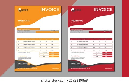 invoice vector template design. modern invoice template design.