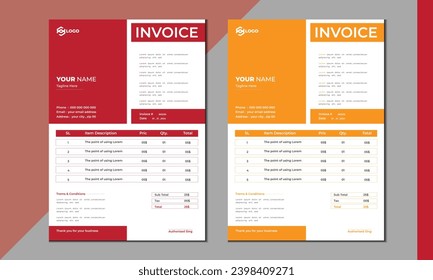  invoice vector template design. modern invoice template design.