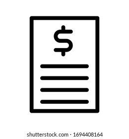 icono de línea delgada vectorial de factura 