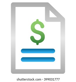 Invoice vector toolbar icon for software design. Style is a gradient icon symbol on a white background.