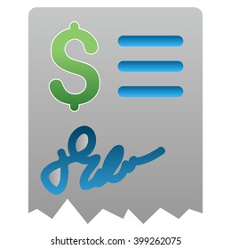 Invoice vector toolbar icon for software design. Style is a gradient icon symbol on a white background.