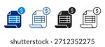 Invoice Wallet Icon Set Various Styles Vector Illustrations With Dollar Currency.