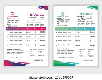 invoice for your business, print ready vector design
