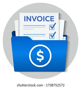 Invoiced Icon. Paper invoice in a folder. Payment and invoice.
