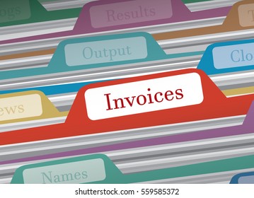 Invoices folder in file folders personal finance, vector illustration