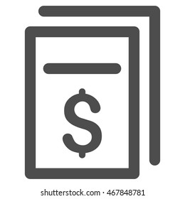 Invoices icon. Vector style is flat iconic symbol with rounded angles, gray color, white background.