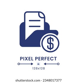 Invoicing black solid desktop icon. Accounting software. Billing system. Expense tracker. Pixel perfect 128x128, outline 4px. Silhouette symbol on white space. Glyph pictogram. Isolated vector image