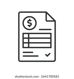 Invoicing, icon in line design. Invoicing, invoice, billing, payment, receipt, accounting, finance on white background vector. Invoicing, editable stroke icon