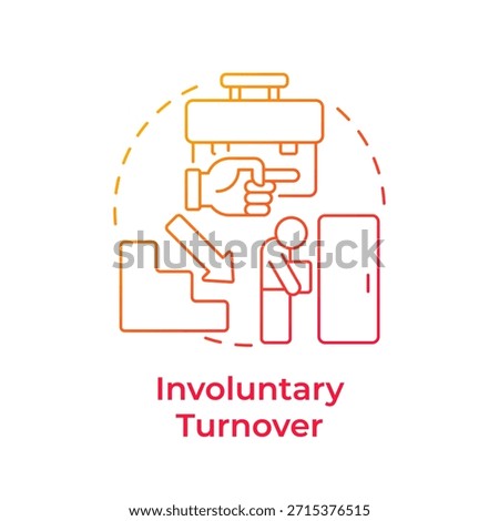 Involuntary turnover red gradient concept icon. Firing worker from position. Staff attrition type. Round shape line illustration. Abstract idea. Graphic design. Easy to use in promotional material,