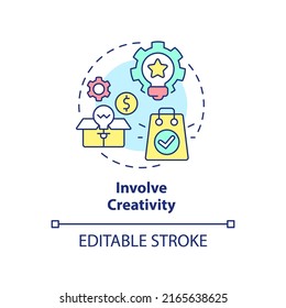 Involve creativity concept icon. Sales trend abstract idea thin line illustration. New solutions for client satisfaction. Isolated outline drawing. Editable stroke. Arial, Myriad Pro-Bold fonts used