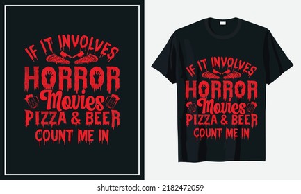 Involves Horror Movies Pizza Beer Count Stock Vector (Royalty Free ...