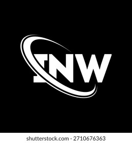 Logotipo de INW. Carta INW. Diseño de logo de la carta INW. Logotipo de las iniciales INW enlazado con el círculo y el logotipo del monograma en mayúsculas. TIPOGRAFÍA INW para tecnología, negocio y marca inmobiliaria.