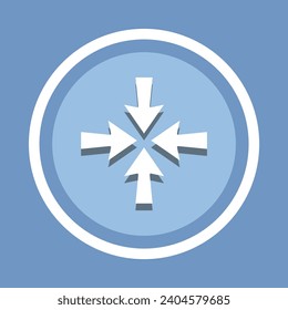 Inward arrow icon vector. Four Arrow icon vector in trendy flat style. Arrow pointing center icon image, Arrow pointing center icon on blue background