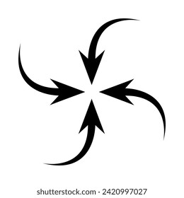 Inward arrow icon vector. Four Arrows icon sign symbol vector. Arrow pointing center vector icon illustration isolated on white background
