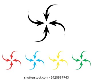 Inward arrow icon vector. Four Arrows icon sign symbol in trendy flat style. Set elements in colored icons. Arrow pointing center vector icon illustration isolated on white background