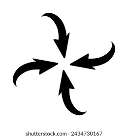 Inward arrow icon vector. Four Arrows icon sign symbol vector. Arrow pointing center vector icon illustration isolated on white background