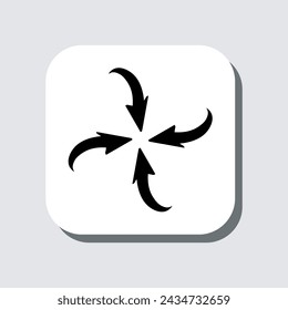Inward arrow icon vector. Four Arrows sign symbol in trendy flat style. Arrow pointing center vector icon illustration in square isolated on gray background