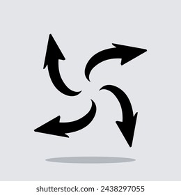 Inward arrow icon vector. Four Arrows icon sign symbol vector. Arrow pointing center vector icon illustration isolated on gray background